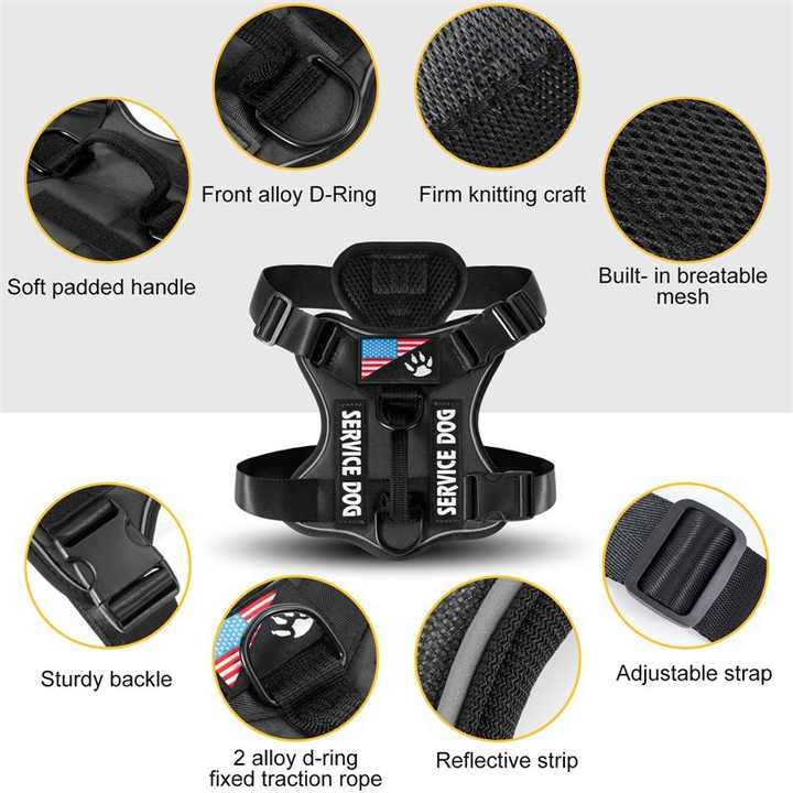 Adjustable Nylon Dog Pet Harness With Removable Rope Leash