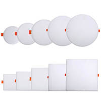 Vente en gros d'usine, panneau lumineux LED encastré rond et carré fin, 12w, 18w, 24w, 36w, panneau lumineux de plafond