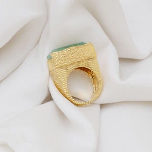 Anillo de Aventurina verde Natural chapado en oro de 18 quilates de tendencia caliente joyería de piedras preciosas ajustables para aniversario de bodas y fiestas - Product Image 2