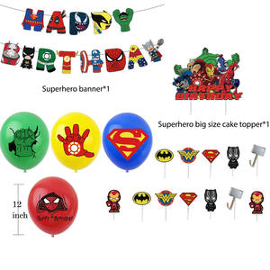 Vente en gros Aven gers Super-Héros Thème Joyeux Anniversaire Décoration de Fête Ballon Bannière Falg Gâteau Topper latex Globos Ballons Sets - Product Image 4