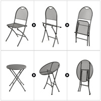 Grand patio Ensemble de bistro 3 pièces Ensembles de meubles d'extérieur pliants avec cadre en acier de qualité supérieure Design portable pour bistro et balcon
