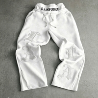 Pantalon de jogging personnalisé pour homme, coupe ample, jambe large, en molleton épais, avec broderie chenille et fermeture éclair latérale, style streetwear Y2K