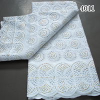 Tissus Africains en Dentelle de Coton Brodés Autriche Dubaï 2024 de Haute Qualité pour Robes Nigérianes Femmes 4011