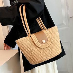 Large Capacity Pearl Cotton Shoulder <b>Bag</b> Horizontal Square Magnetic Buckle <b>Summer</b> Women's Tote <b>Bag</b> - Product Image 2