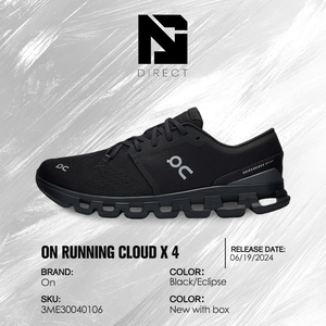 Chaussures de marche On Cloud X 4 'black Eclipse' confortables avec semelle antidérapante, logo, pour la course et le fitness - Product Image 6