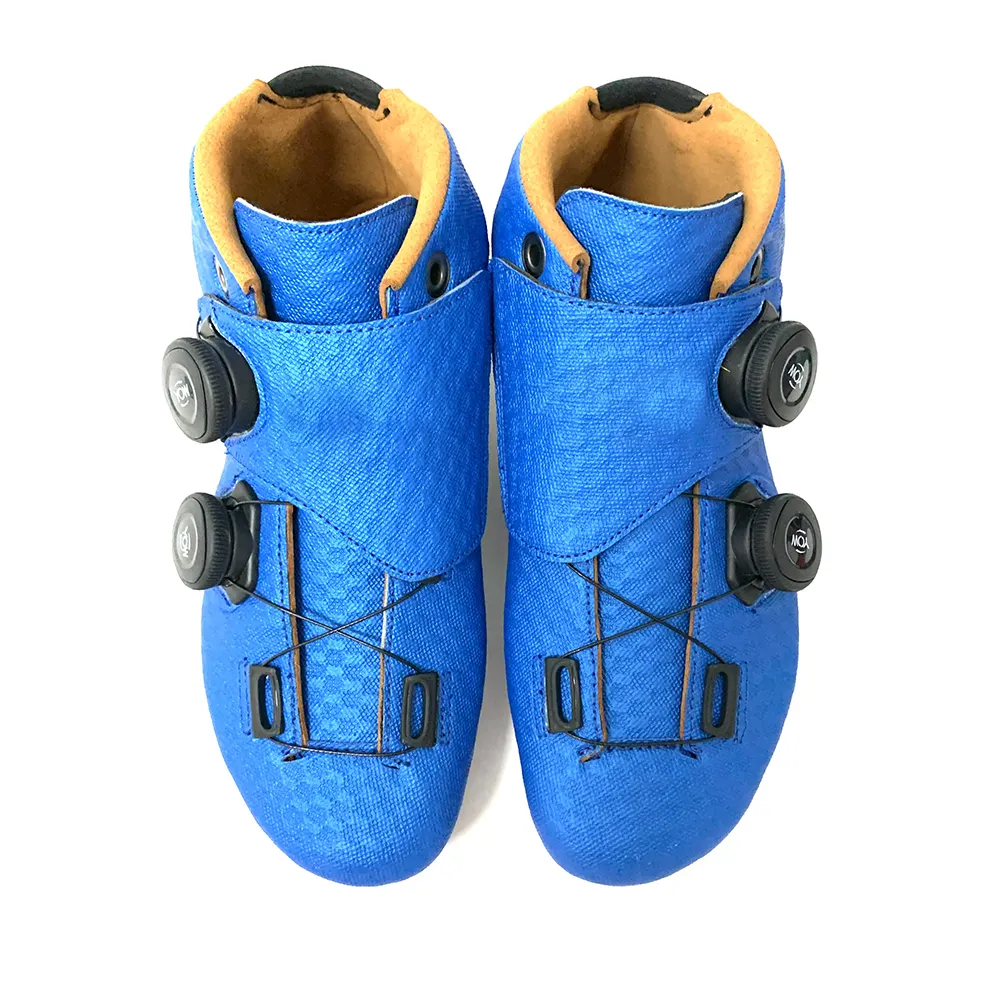 Fatto A mano Doppia fibbia di auto-bloccaggio di colore blu scarpe da skate di avvio