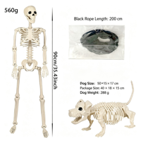 Squelette de chien en plastique de 90 cm et 165 cm, support de déguisement moderne et terrifiant pour Halloween, jouet d'horreur pour adulte, idéal pour cosplay, mascarade, festival, maison