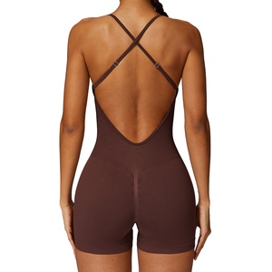 <strong>Women</strong> Soft Ribbed Adjustable Scrunch Back Seamless Fitness <strong>Romper</strong> - Product Image 6