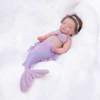 Poupée Reborn sirène en silicone solide, 12 pouces, cheveux courts, réaliste, jouet pour bébé fille, cadeau d'anniversaire pour enfants, poupée à câliner
