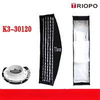 TRIOPO K3-30120 Boîte à lumière octogonale 30x120cm avec grille nid d'abeille et fixation rapide Bowens