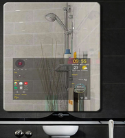 Miroir magique de salle de bains de TV intelligente Android à écran tactile étanche contemporain avec haut-parleurs intégrés