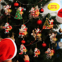 Pendentif de Noël Père Noël à vélo, petit cadeau créatif, porte-clés, décoration d'arbre de Noël, petit cadeau