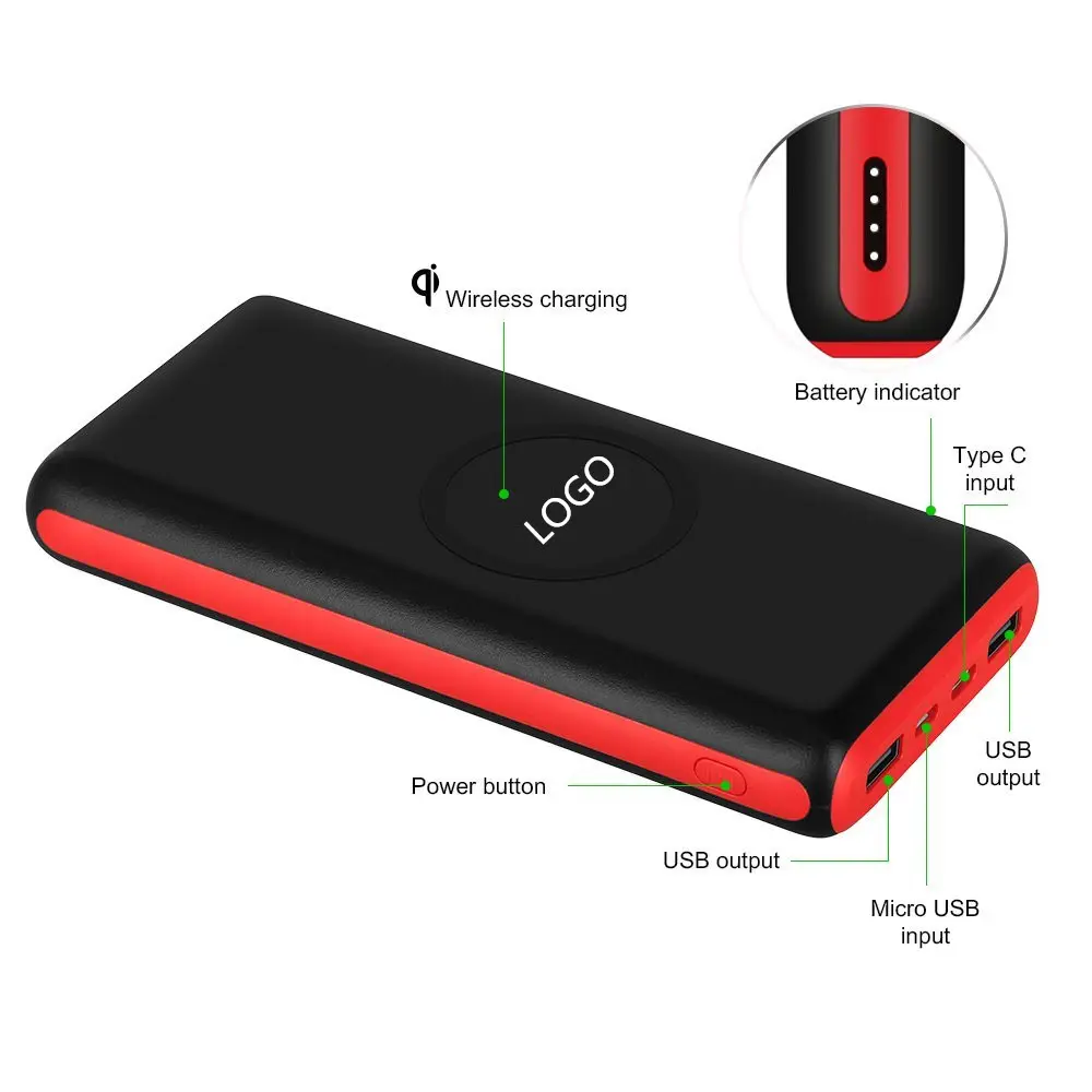 Intelligent Multi-interface 10000mah Portable Magnetic Wireless Power Bank High Capacity Wireless Phone Charger