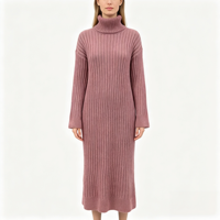 Robe longue en maille côtelée rouge de haute qualité pour femme, personnalisable OEM & ODM, collection Gillian Midi, vente en gros