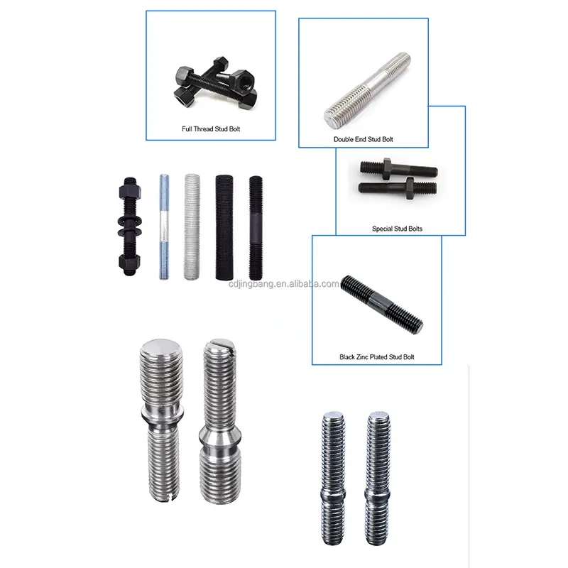 M8 M16 móc áo Hàn ctlinder đầu Bolt Stud hai mặt cuối vít đầy đủ ren Rod Stud Bolt Trái phải đôi vũ trang Bolt