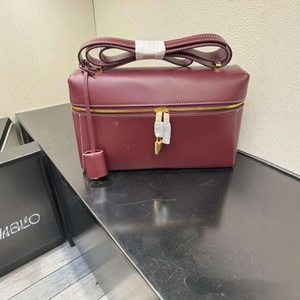 High-end Popular Model Extra Bag Genuine Leather Lunchbox Handbag Shoulder Crossbody Bag Zipper Closure LP19-27 <b>Square</b> Shape - Product Image 4