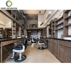 Station de Barbier Haut de Gamme Personnalisée avec Miroir et Éclairage, Meuble de Présentation en Bois pour Salon de Coiffure - Product Image 6