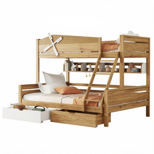 Customizable Luxury Hotel Bedroom Storage <b>Bed</b> Twin Size French Design Solid Wood Frame Classic Bedding Sets - Product Image 1