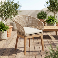 Chaise de jardin en teck moderne de bonne qualité avec coussin imperméable pour une utilisation en extérieur, dans la chambre et dans le salon