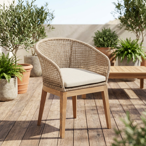 Chaise de jardin en teck moderne de bonne qualité avec coussin imperméable pour une utilisation en extérieur, dans la chambre et dans le salon - Product Image 1