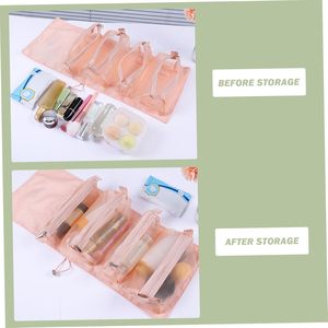 Organisateur de maquillage pliable et portable 4-en-1 moderne en tissu avec fermeture éclair, grand rangement cosmétique de voyage détachable pour sac - Product Image 4