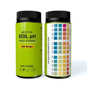 Soil test analysis applied in grass, plants and farmland with rapid test and easy read pH test strips