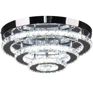 Dia 13.8",Cool White/Warm White,42 W, Bedroom Chandelier Ceiling Light 3 Tier Modern Crystal Chandeliers