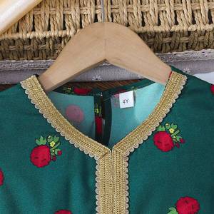 MS Elegant Girls New Gold <b>Lace</b> <b>Collar</b> Floral Pattern Princess Dress Summer Ethnic Style Dresses - Product Image 2