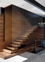 CBMmart Promotion Escalier Flottant Cantilever avec Barre Verticale en Acier Inoxydable et Garde-Corps Noir pour Usage Résidentiel