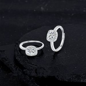 Bague de fiançailles en moissanite plaquée pour femmes, bague en argent sterling S925, bague en moissanite, petite bague de fiançailles en forme de cube de sucre - Product Image 2