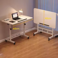 Bureau d'ordinateur blanc réglable en hauteur pour étudiants avec roulettes mobiles