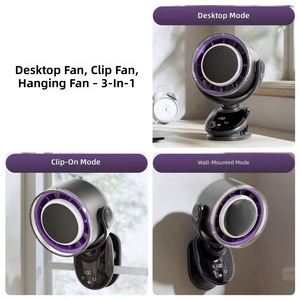 90° Auto Oscillating Portable <b>Fan</b> With Lighting Desktop Clip-On Small High Speed Silent Summer Cooling Gift - Product Image 3
