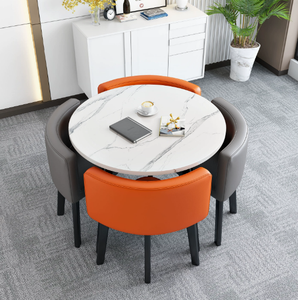 Ensemble de table et chaises de salle à manger extensible moderne pour un usage domestique dans les petits appartements - 4 pièces, meubles de salle à manger pliables en acier - Product Image 4