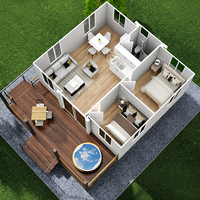 Villa de villégiature modulaire extensible en acier de 40 pieds avec 3 chambres et salle de bain pour île tropicale – Maison conteneur préfabriquée modulaire