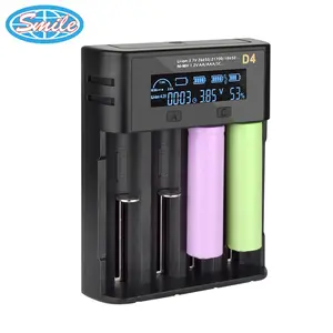 4 Bay Ni-Mh/Lithium AA AAA Lcd Display Battery Charger With Usb Port For 18650/21700/ 26650 Rechargeable Batteries