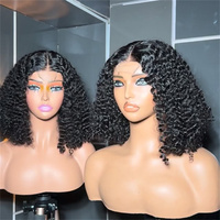 Parrucche Bob Corte Ricci Afro Rosse 99J, Parrucche Frontali in Pizzo HD con Capelli Umani Brasiliani Grezzi, Parrucche Pixie Cut per Donna