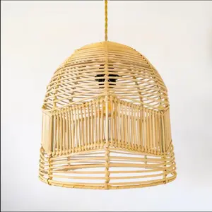 Natural crafts suppliers 2024 wicker lampshade bamboo rattan chandelier pendant light lamps shades covers home decor living room