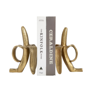 Fermalibri Decorativi a Forma di Banana, Finitura Dorata, Accessori da Scrivania Scultorei per Casa, Ufficio e Biblioteca - Product Image 2