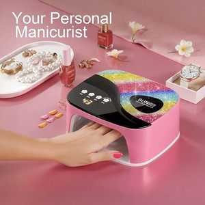 SUNX11 Rhinestone Nail <b>Lamp</b> - LED UV Gel Nail Dryer <b>with</b> Rainbow Crystal Design 3-Second Quick Dry Touch Screen, Detachable Base - Product Image 2