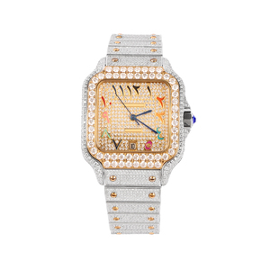 하이 퀄리티 럭셔리 자동 기계식 ETA 스테인레스 스틸 시계 전체 흉상 다이아몬드 모이사나이트 스포츠 스퀘어 다이얼 힙합 100 - Product Image 1