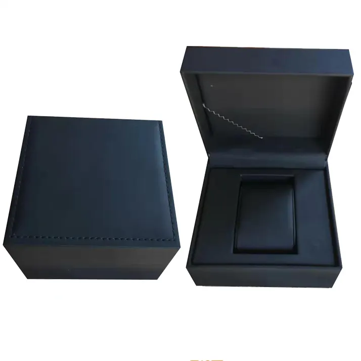 Customized Logo and Color High Grade Black Matte PU Leather Jewelry Store Accessories Watches Storage Flip Men Watch Gift Box