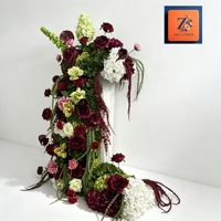 Centres de table asymétriques luxueux faits à la main, fleurs artificielles en soie, faux hortensias, décoration florale de mariage réutilisable