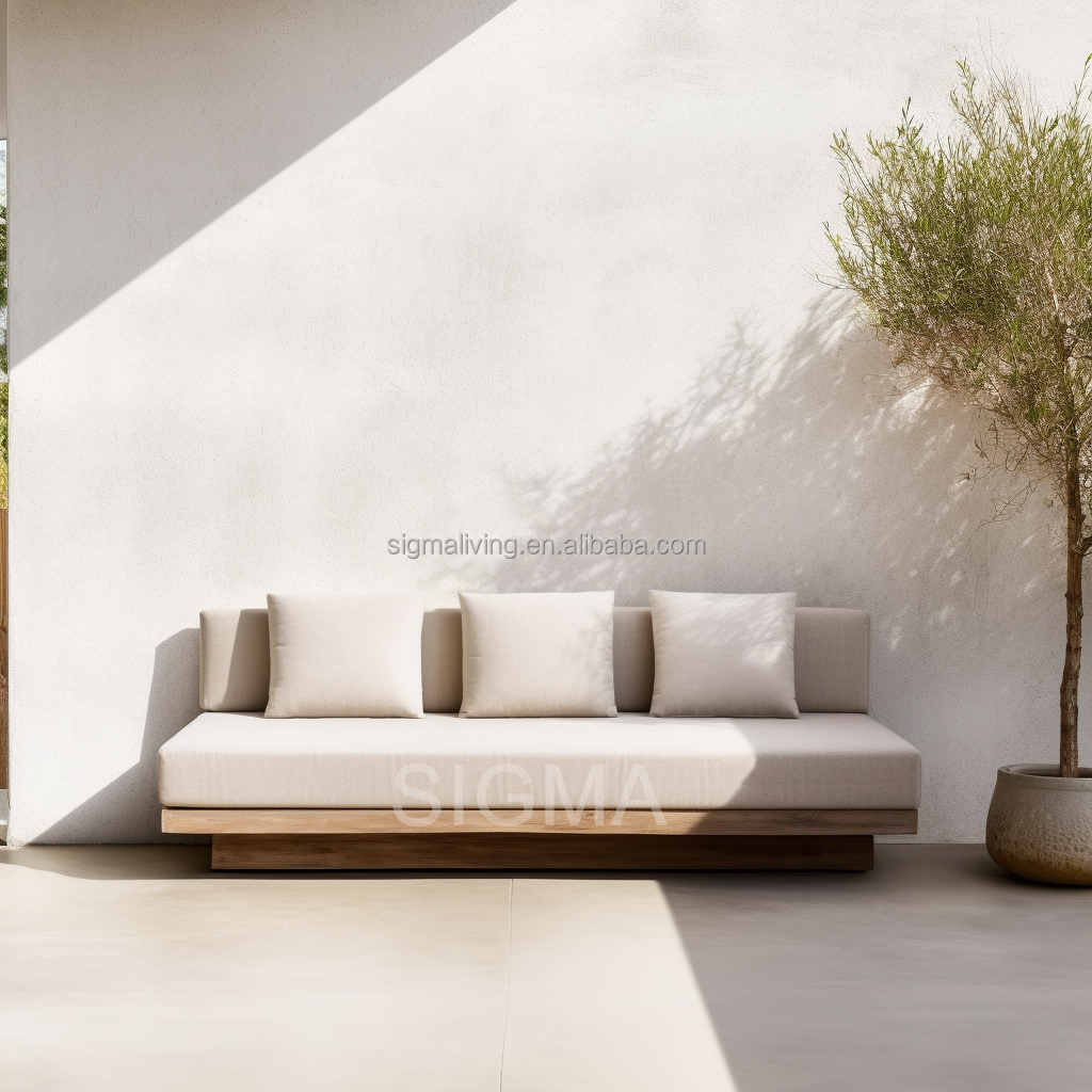 Luxury Design Water-resistant Outdoor Restaurant Furniture Garden Wooden Frame Patio Sofa Set Teak Wood Sofa
