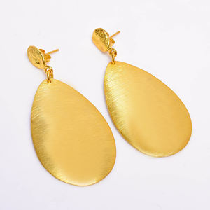 Pendiente de piedras preciosas de latón chapado en oro de 18K, joyería de pendiente de latón con diseño de media luna, mayorista de joyería chapada en oro de latón - Product Image 2