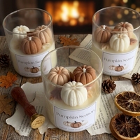 Bougie parfumée LANJO en forme de citrouille avec mèche en bois, décoration d'Halloween effrayante, cadeau de Thanksgiving, Velas