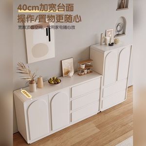 Cream Colored Solid Wood Sideboard Adjustable Storage <b>Unit</b> For Living Room <b>Bathroom</b> - Product Image 4