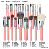 Ensemble de pinceaux de maquillage synthétiques roses professionnels Best Seller Ensemble de pinceaux de maquillage pour les sourcils et les yeux Marque privée Pinceaux de maquillage