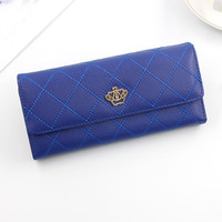 2024 terbaru mahkota logam panjang wanita dompet mewah wanita Pu kulit tempat kartu Clutch dompet tas untuk wanita