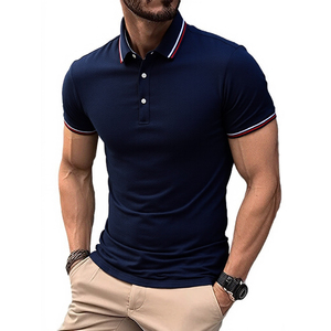 Polo de <span class=keywords><strong>golf</strong></span> décontracté à manches courtes pour hommes, avec impression 3D, logo brodé personnalisé, tricoté pour l'été, court. - Product Image 2