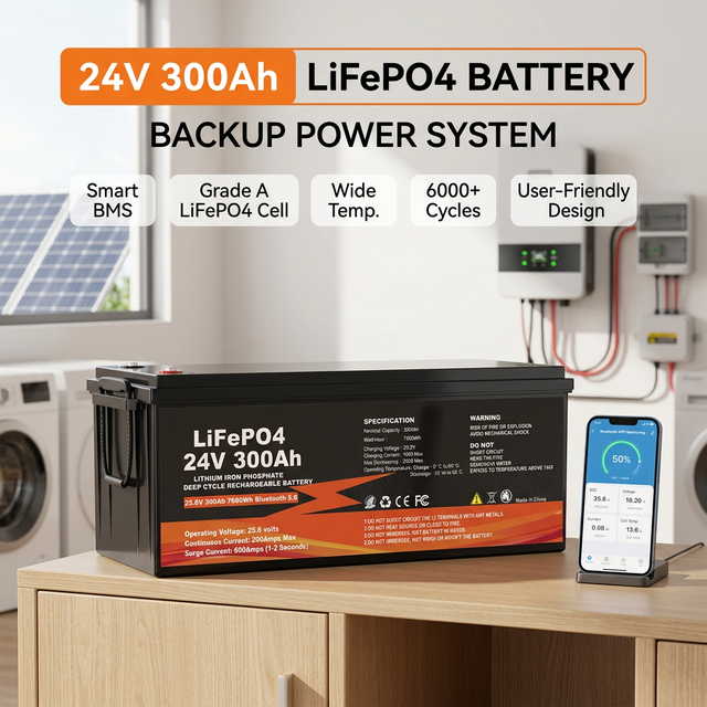 24v 300ah Lifepo4 Battery Pack 12V 48V 100AH 200AH 300AH 400AH 600AHLithium Ion Deep Cycle Battery Pack with BMS Solar Battery